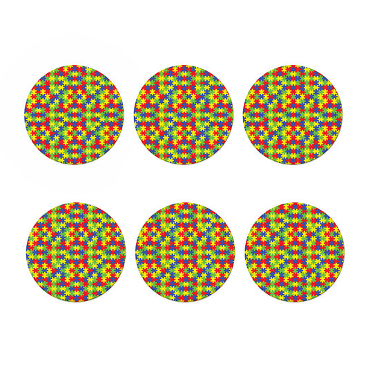 Autism Awareness Puzzle Pattern Print Coaster Set