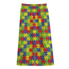 Autism Awareness Puzzle Pattern Print Cotton Front Slit Maxi Skirt