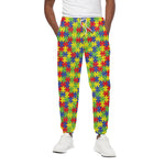 Autism Awareness Puzzle Pattern Print Cotton Pants