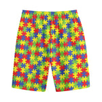 Autism Awareness Puzzle Pattern Print Cotton Shorts