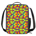 Autism Awareness Puzzle Pattern Print Crossbody Lunch Bag