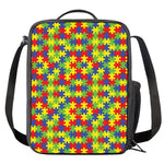 Autism Awareness Puzzle Pattern Print Crossbody Lunch Bag