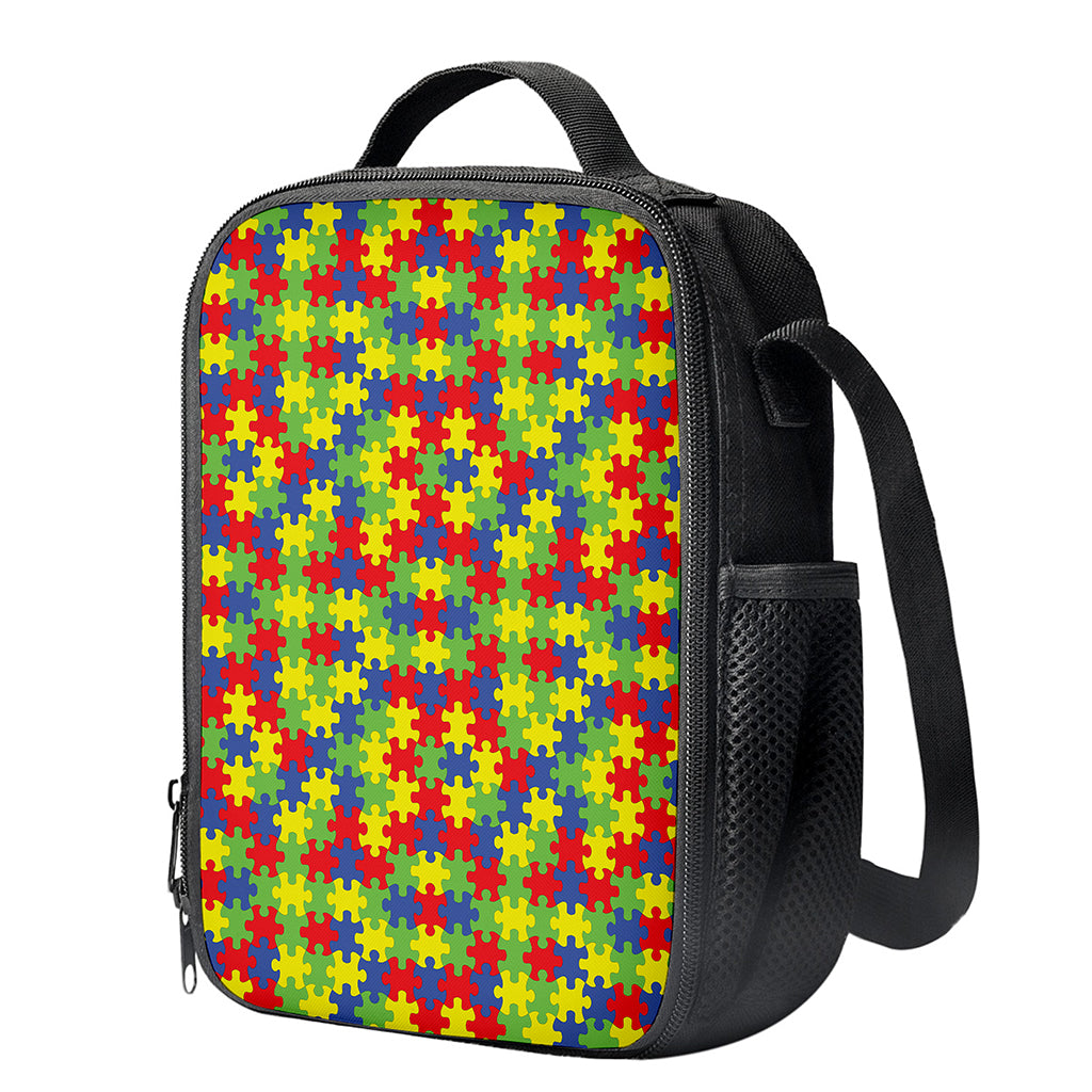 Autism Awareness Puzzle Pattern Print Crossbody Lunch Bag