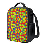 Autism Awareness Puzzle Pattern Print Crossbody Lunch Bag