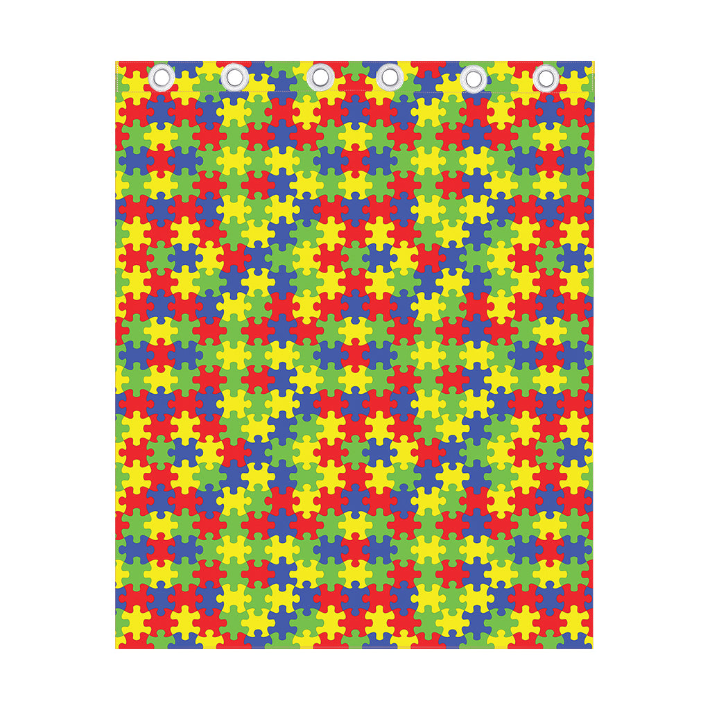 Autism Awareness Puzzle Pattern Print Curtain