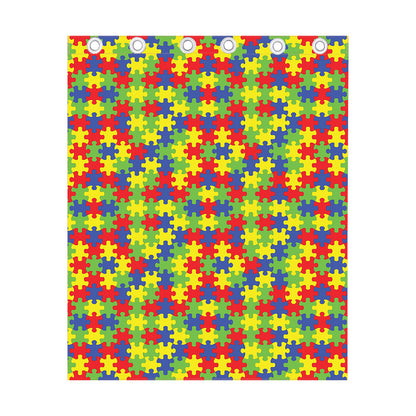 Autism Awareness Puzzle Pattern Print Curtain