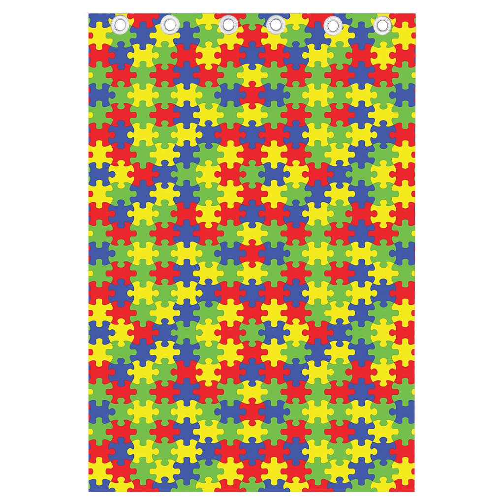 Autism Awareness Puzzle Pattern Print Curtain