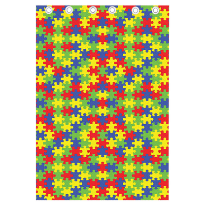 Autism Awareness Puzzle Pattern Print Curtain