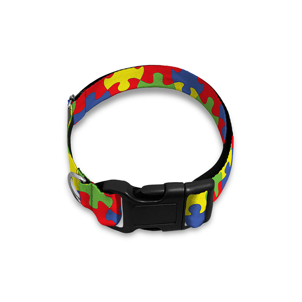 Autism Awareness Puzzle Pattern Print Dog Collar