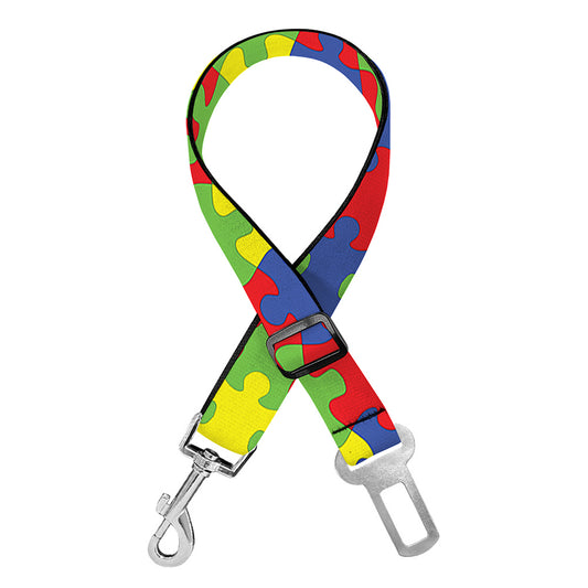 Autism Awareness Puzzle Pattern Print Dog Seat Belt
