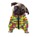 Autism Awareness Puzzle Pattern Print Dog Zip Up Jacket