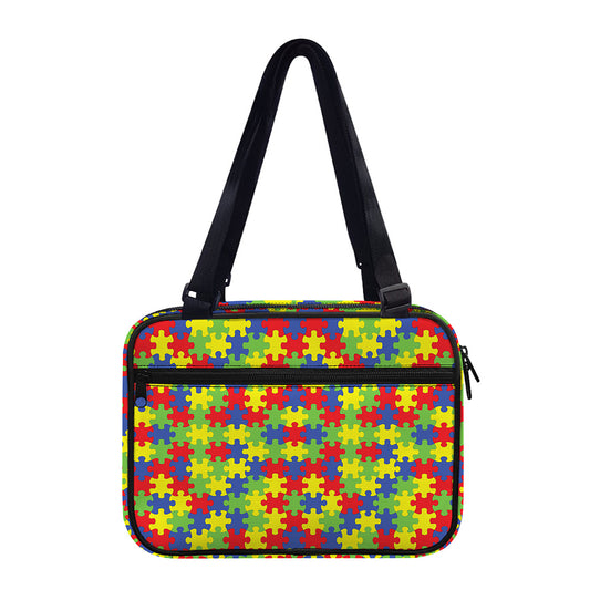 Autism Awareness Puzzle Pattern Print Double Strap Bible Bag