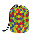 Autism Awareness Puzzle Pattern Print Drawstring Makeup Bag