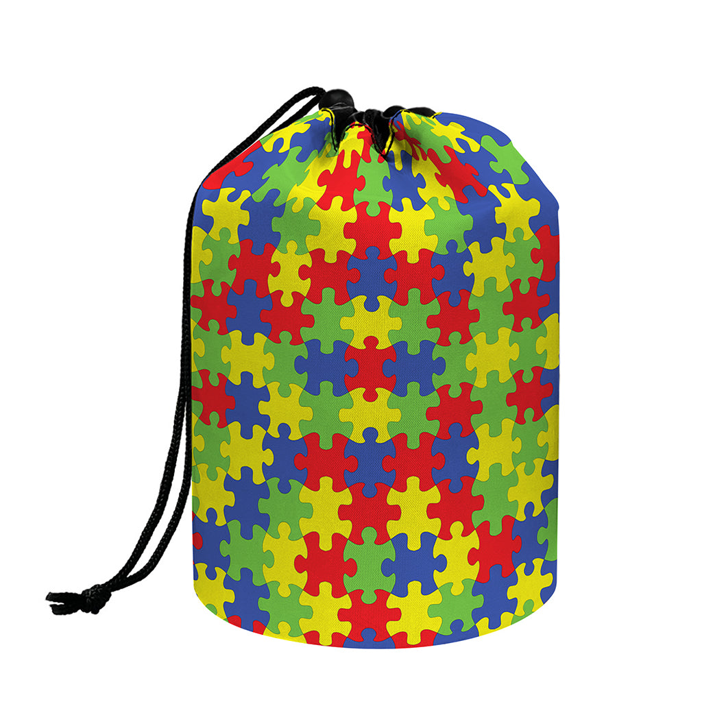 Autism Awareness Puzzle Pattern Print Drawstring Makeup Bag
