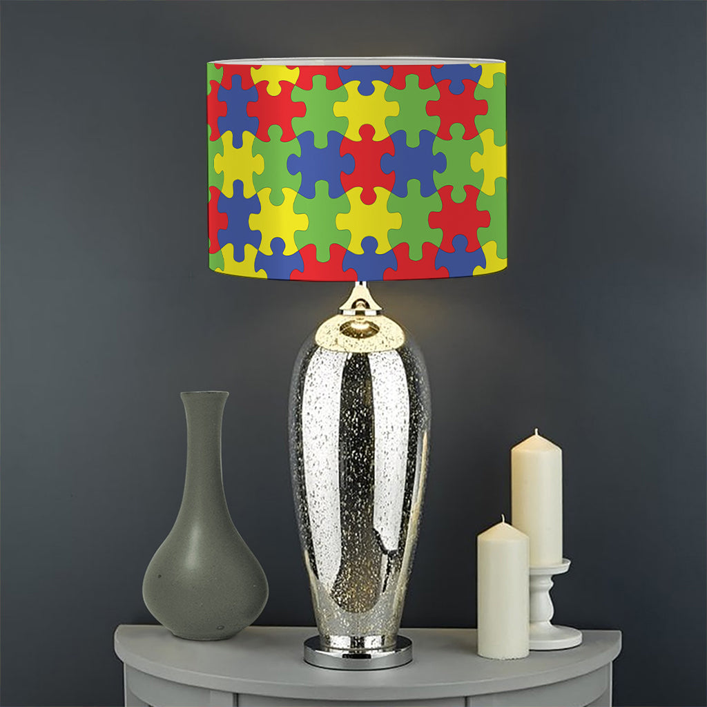 Autism Awareness Puzzle Pattern Print Drum Lamp Shade