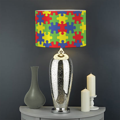 Autism Awareness Puzzle Pattern Print Drum Lamp Shade