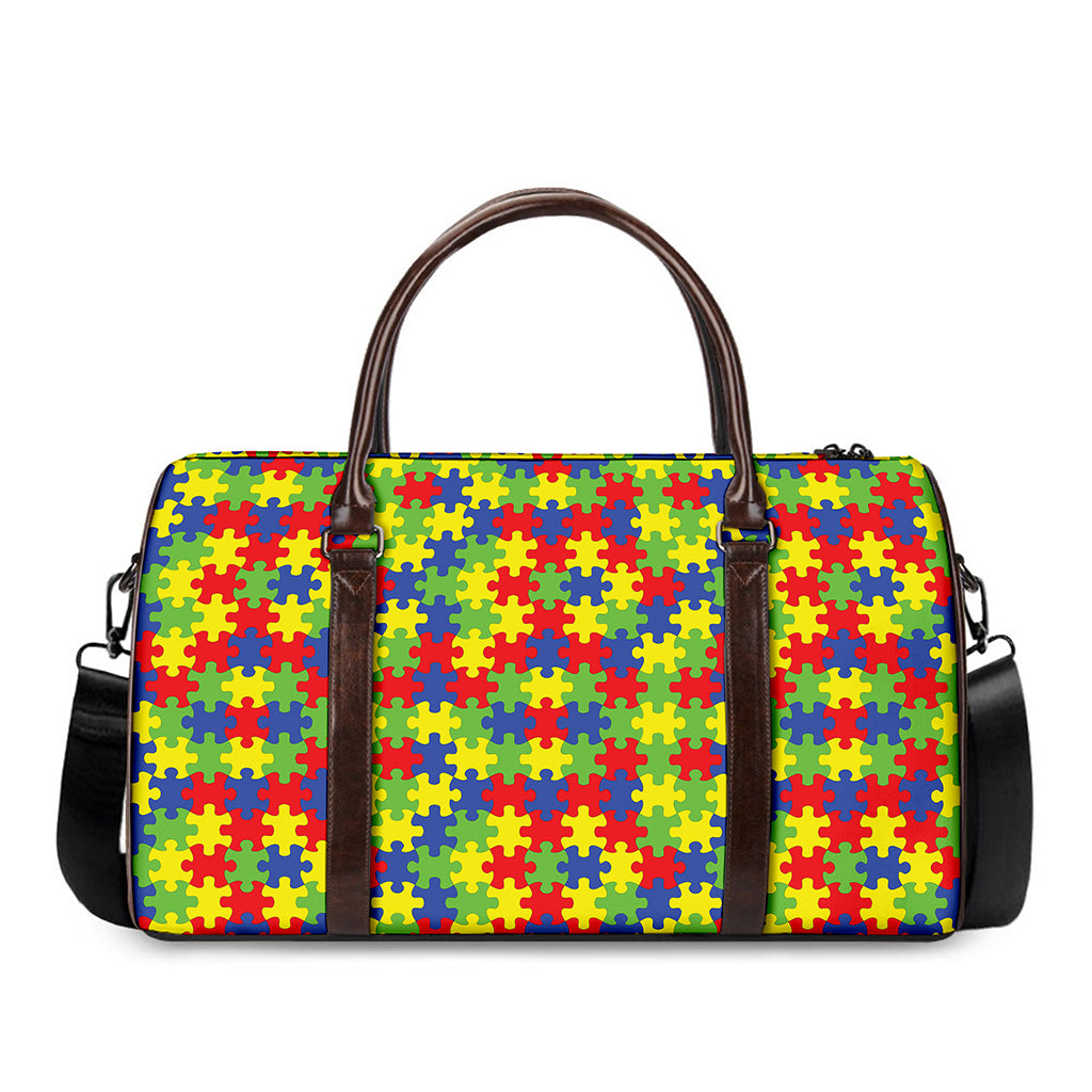Autism Awareness Puzzle Pattern Print Duffle Bag