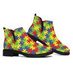 Autism Awareness Puzzle Pattern Print Flat Ankle Boots