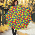 Autism Awareness Puzzle Pattern Print Foldable Umbrella