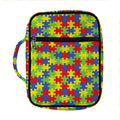 Autism Awareness Puzzle Pattern Print Front Pocket Bible Bag