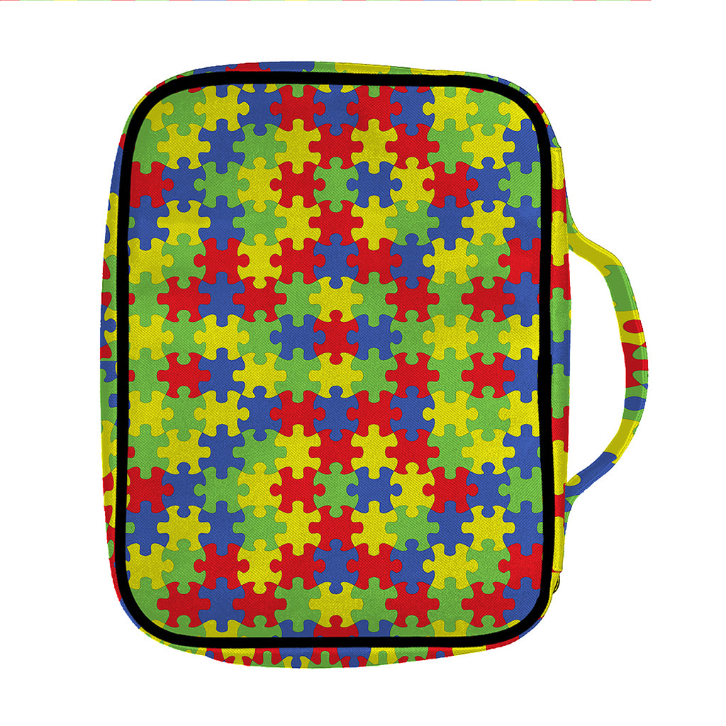 Autism Awareness Puzzle Pattern Print Front Pocket Bible Bag