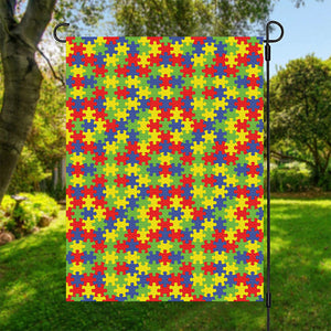 Autism Awareness Puzzle Pattern Print Garden Flag