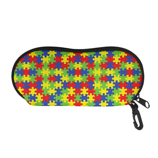 Autism Awareness Puzzle Pattern Print Glasses Case
