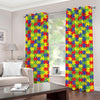 Autism Awareness Puzzle Pattern Print Grommet Curtains