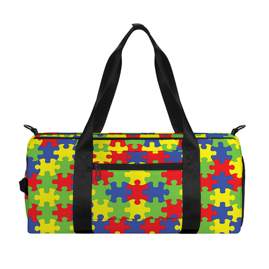 Autism Awareness Puzzle Pattern Print Gym Bag