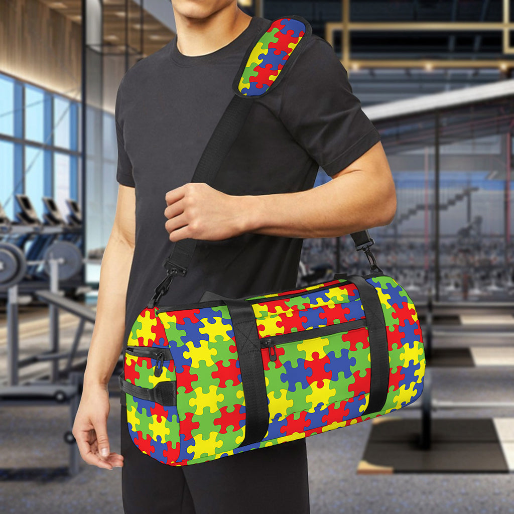 Autism Awareness Puzzle Pattern Print Gym Bag