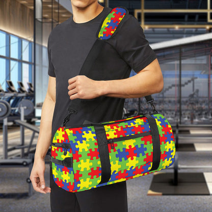 Autism Awareness Puzzle Pattern Print Gym Bag