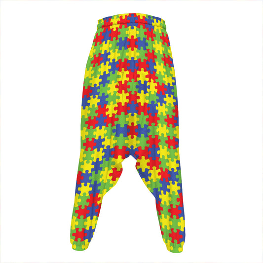 Autism Awareness Puzzle Pattern Print Hammer Pants