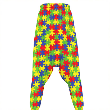 Autism Awareness Puzzle Pattern Print Hammer Pants