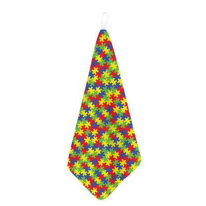 Autism Awareness Puzzle Pattern Print Hand Towel