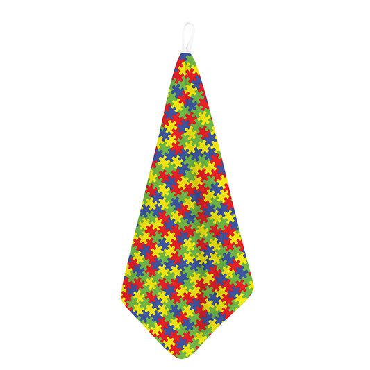 Autism Awareness Puzzle Pattern Print Hand Towel