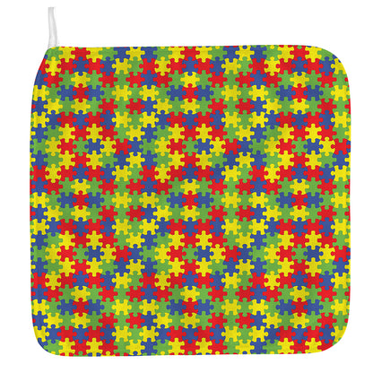Autism Awareness Puzzle Pattern Print Hand Towel