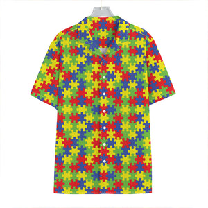 Autism Awareness Puzzle Pattern Print Hawaiian Shirt