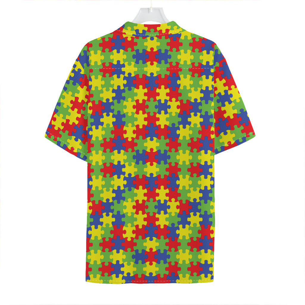 Autism Awareness Puzzle Pattern Print Hawaiian Shirt