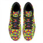 Autism Awareness Puzzle Pattern Print High Top Leather Sneakers