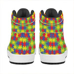 Autism Awareness Puzzle Pattern Print High Top Leather Sneakers