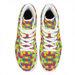 Autism Awareness Puzzle Pattern Print High Top Leather Sneakers