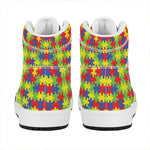 Autism Awareness Puzzle Pattern Print High Top Leather Sneakers