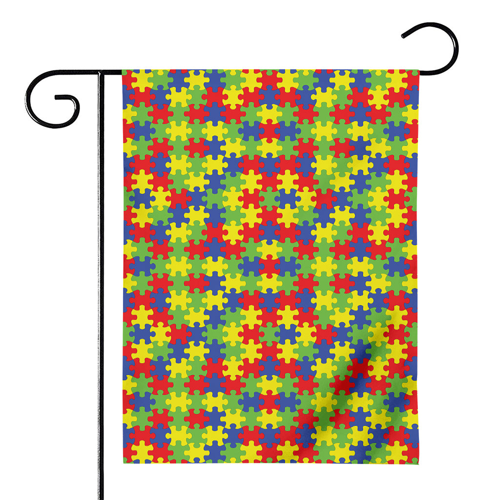 Autism Awareness Puzzle Pattern Print House Flag