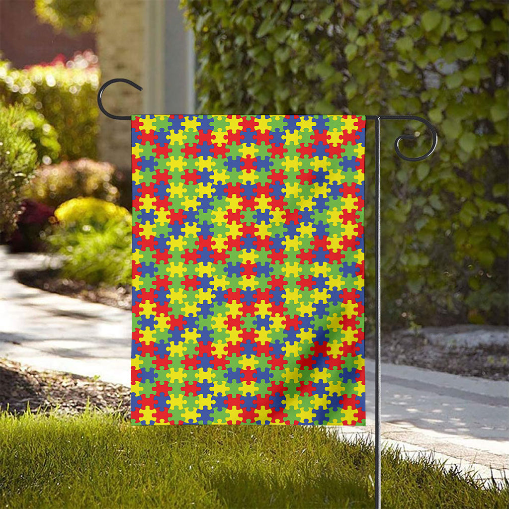 Autism Awareness Puzzle Pattern Print House Flag