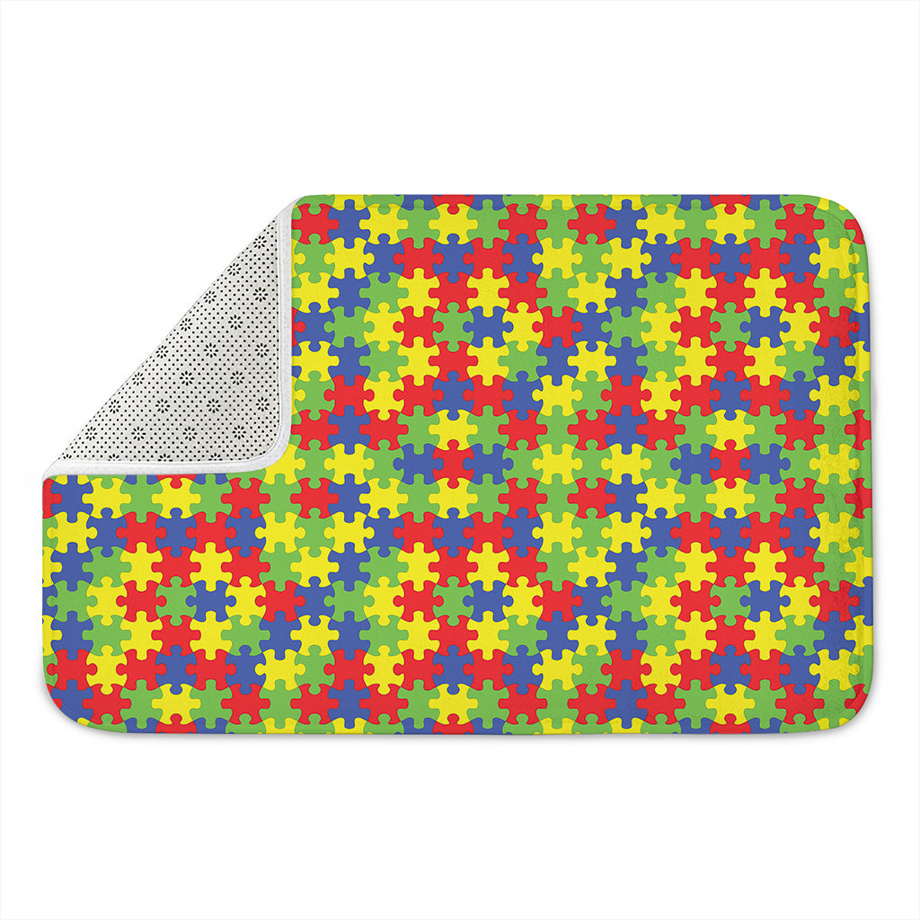 Autism Awareness Puzzle Pattern Print Indoor Door Mat