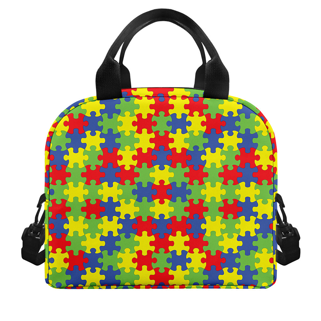 Autism Awareness Puzzle Pattern Print Insulated Lunch Bag