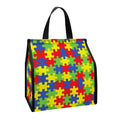 Autism Awareness Puzzle Pattern Print Insulated Lunch Tote