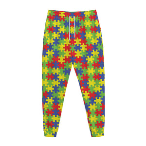 Autism Awareness Puzzle Pattern Print Jogger Pants