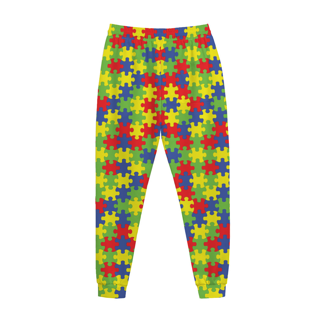 Autism Awareness Puzzle Pattern Print Jogger Pants