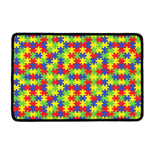 Autism Awareness Puzzle Pattern Print Kitchen Mat